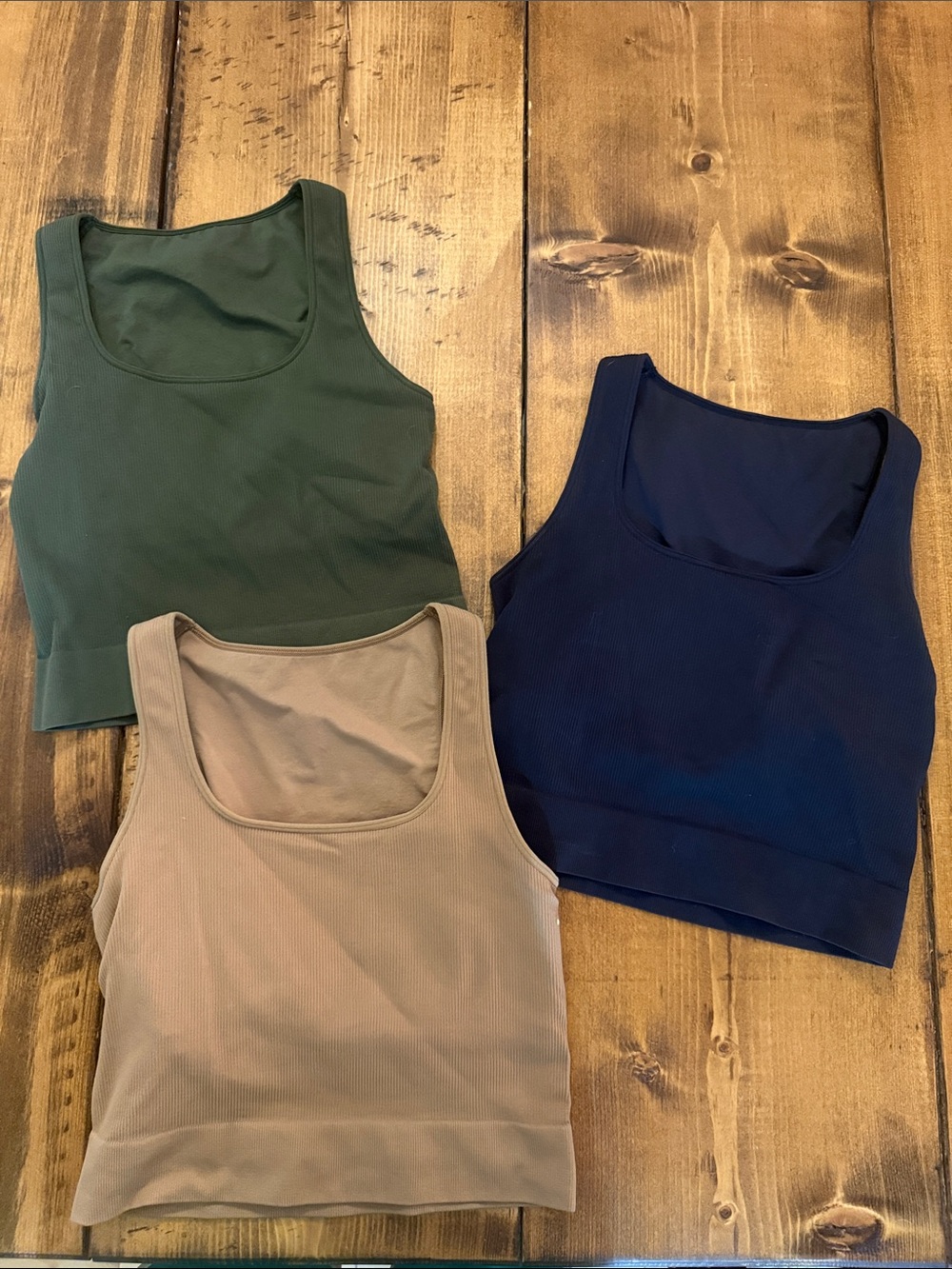 DSG Ribbed Tank top Trio in Olive, black, and Taupe